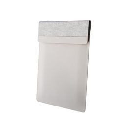 The VELA sleeve standing closed, showing the grey felt flap